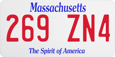 MA license plate 269ZN4