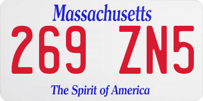 MA license plate 269ZN5