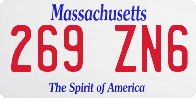 MA license plate 269ZN6