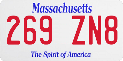 MA license plate 269ZN8