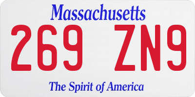 MA license plate 269ZN9