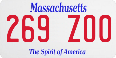 MA license plate 269ZO0