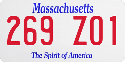 MA license plate 269ZO1