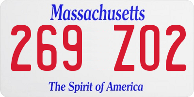 MA license plate 269ZO2
