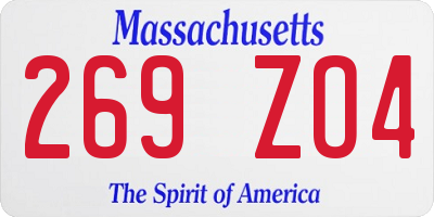 MA license plate 269ZO4