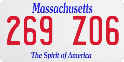 MA license plate 269ZO6