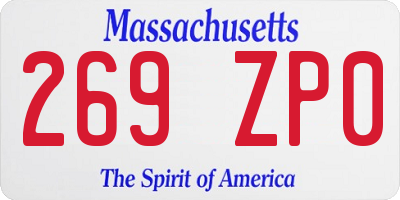 MA license plate 269ZP0