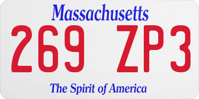 MA license plate 269ZP3