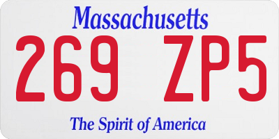 MA license plate 269ZP5