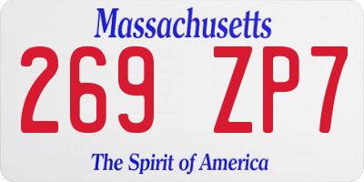 MA license plate 269ZP7