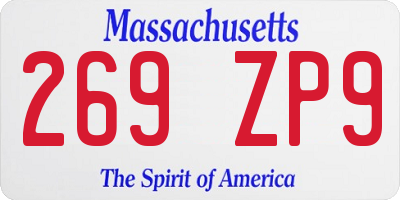 MA license plate 269ZP9