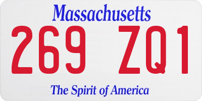 MA license plate 269ZQ1