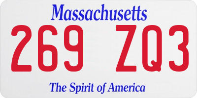 MA license plate 269ZQ3