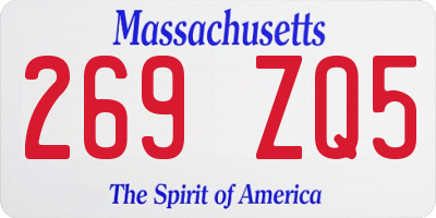MA license plate 269ZQ5