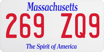 MA license plate 269ZQ9