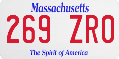MA license plate 269ZR0