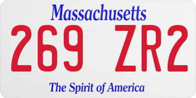 MA license plate 269ZR2
