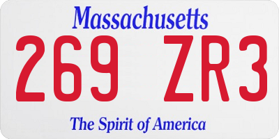 MA license plate 269ZR3