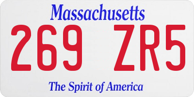MA license plate 269ZR5