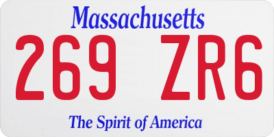 MA license plate 269ZR6