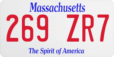 MA license plate 269ZR7