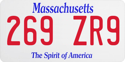 MA license plate 269ZR9
