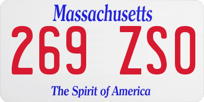 MA license plate 269ZS0