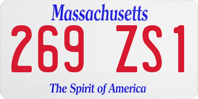 MA license plate 269ZS1