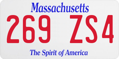 MA license plate 269ZS4