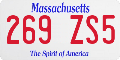 MA license plate 269ZS5