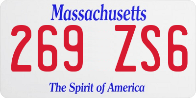 MA license plate 269ZS6