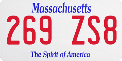 MA license plate 269ZS8