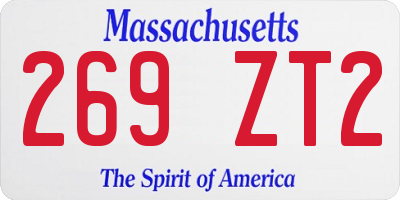 MA license plate 269ZT2