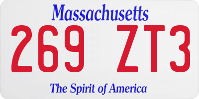 MA license plate 269ZT3