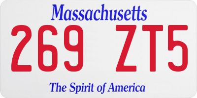 MA license plate 269ZT5