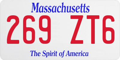 MA license plate 269ZT6