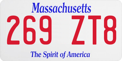 MA license plate 269ZT8