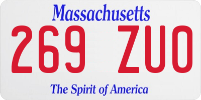 MA license plate 269ZU0