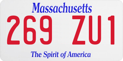 MA license plate 269ZU1