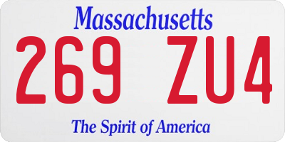 MA license plate 269ZU4