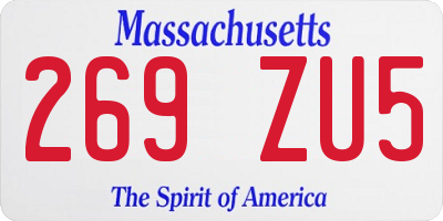 MA license plate 269ZU5