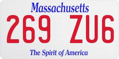 MA license plate 269ZU6