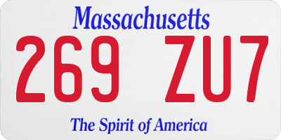 MA license plate 269ZU7