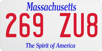 MA license plate 269ZU8