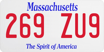 MA license plate 269ZU9