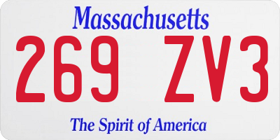 MA license plate 269ZV3