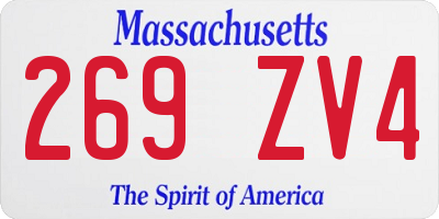 MA license plate 269ZV4
