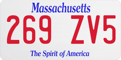 MA license plate 269ZV5