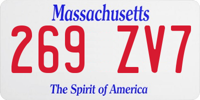 MA license plate 269ZV7