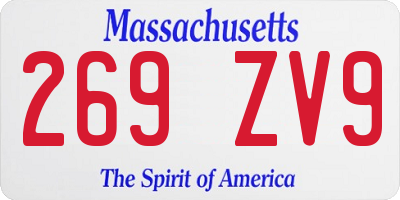 MA license plate 269ZV9